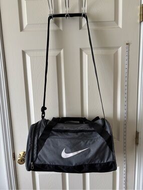 Nike Gray and Black Duffel with White Swoosh